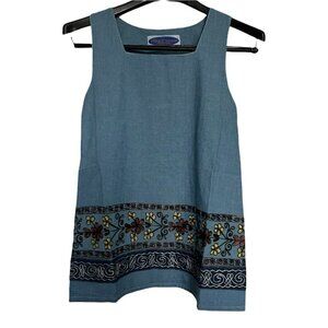 Blue Diamond Girl's Soft Denim Dress Size‎ L Embroidered Floral Print